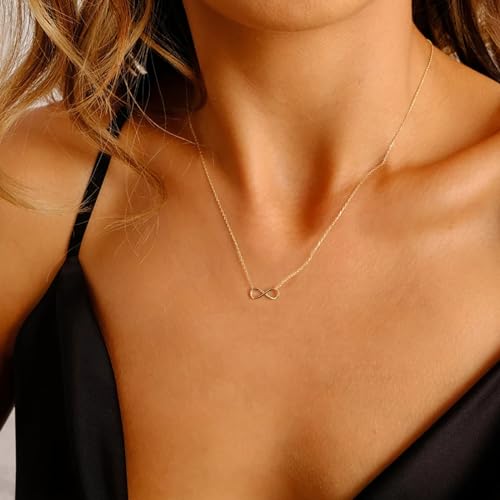 LLWOM Gold Necklace for Women-14k Gold Plated Infinity Necklace Star Of David Necklace Evil Eye Cross Pendants Heart Dainty Gold Necklace For Women - color: Gold, style: Infinity Gold