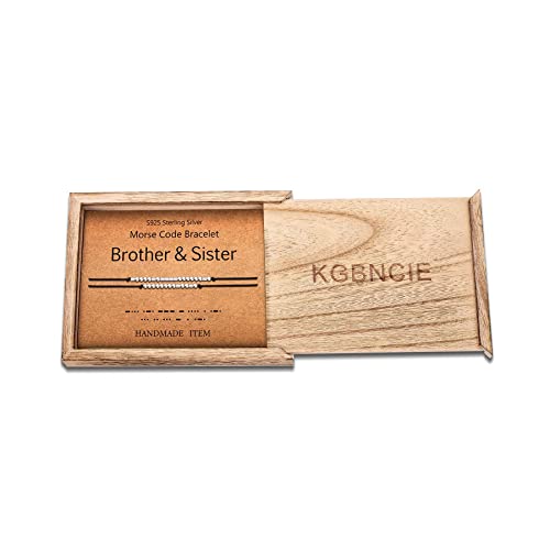 KGBNCIE Inspirational Gifts for Women, Morse Code Funny Gifts Bracelets for Women, S925 Sterling Silver Morse Code Bracelets Friend Gifts - style: 19 Brother & Sister