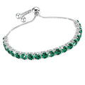 J.Fée Silver Bracelet, S925 Tennis Bracelet with Sparkling 5A Cubic Zirconia Silver Bracelets for Women Adjustable Bracelet for Women Bracelets Womens Bracelet Women Gifts for Women Mom - color: Zirconia All Green CZ