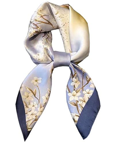 Saiusloa Neck Scarf For Womens Silky Head Scarves Hair Bandanas Square Scarf Fashion Accessories lightweight - color: 24-purple Wintersweet