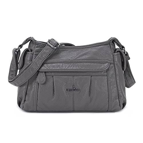 Angel Kiss Crossbody Bags for Women, Ladies Shoulder Handbags and Purses Medium Faux Leather Pocketbooks | Ladies - color: 130grey