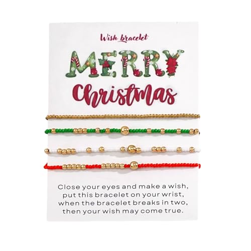 Matching Bracelets for Couple,Gold Silver Beaded Heart Couples Bracelets,Raomantic Relationship Promise Jewelry Gifts for Her - color: Christmas