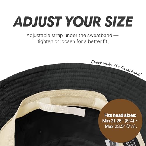 Hot Summer Bucket Hat - Trendy Cotton Sun Hat for Beach, Golf, Fishing - Fun Outdoor Vacation Boonie for Men and Women - color: Black