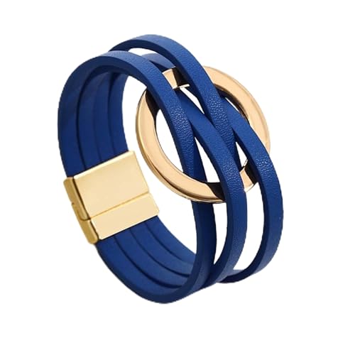 Long tiantian Leather Wrap Bracelets for Women Circle Rhinestones Boho Layered Bracelet Cuff Bangle Bracelet Jewelry Birthday Gifts for Women Holiday Outfits - color: B8:blue