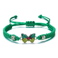Butterfly Bracelets for Women Colorful Charm Woven Adjustable Strings Butterfly Bracelets Cute Handmade Boho Adjustable Braided Rope for Couple Women Friendship BFF Party Family Jewelry - color: green