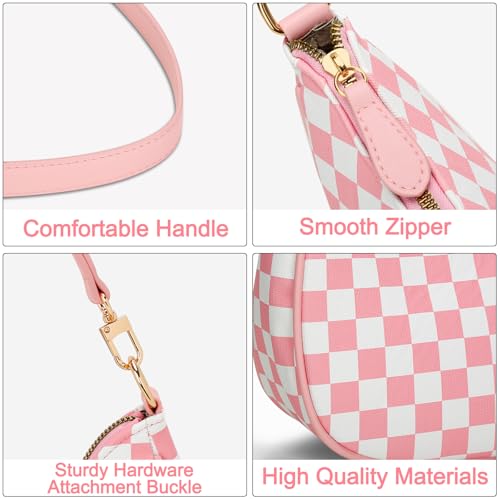 KKXIU Shoulder Bag for Women Cute Hobo Purses and Handbags Retro Clutch Underarm Purse | Cute - color: Pink&white