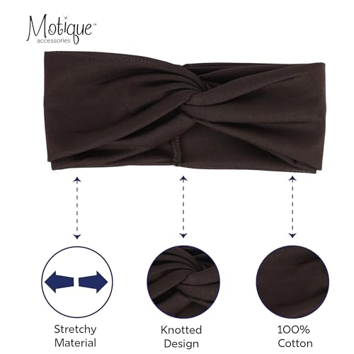 Motique Accessories Solid Twist Turband Headwrap Hair Band for Women (Dark Brown) - color: Dark Brown