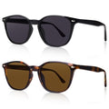DrRelax Retro Sunglasses Womens Trendy Round Polarized Shades Sun Glasses - color: 2 Pack-black/Tortoise Brown