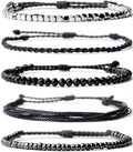 Mezcla Vida Handmade Waterproof Rope Bracelets Pack String & Beaded Bracelet Stack - Set of 5 Stackable Bracelets For Women, Summer Accessories & Bohemian Bracelets for Teen Girls - color: Black