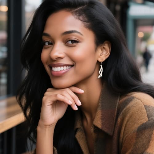 ALEXCRAFT Twisted Silver Dangle Earrings, Hypoallergenic Elegant Lightweight 14k Gold Plated Long Brushed Twisted Tassel Dangling Drop Leverback Earrings for Women Trendy Statement Jewelry in Box - color: Brushed_Silver