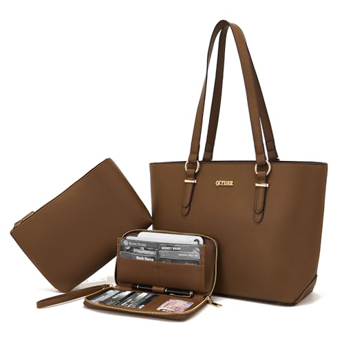 Purses And Wallets Set For Women Work Tote Satchel Handbags Shoulder Bag Top Handle Totes Purse With Matching Wallet - color: A55-3pcs/Set Brown
