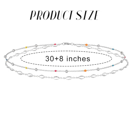 Waist Chain Silver Star Belly Chains Gold Beads Women Crystal Sequins Body Jewelry for Pants and Swimsuits - style: silver-crystal