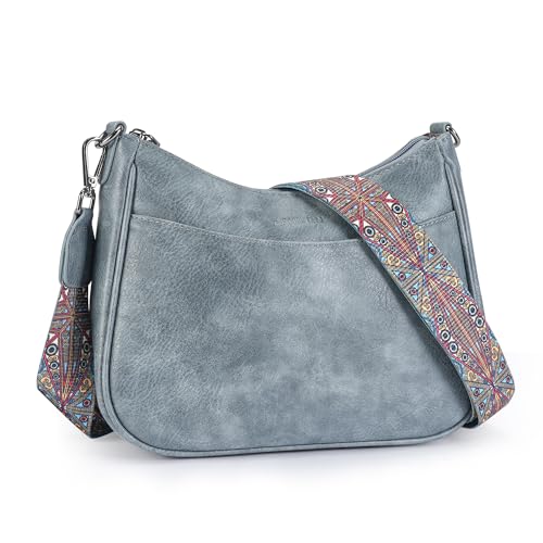 APHISON Trendy Leather Crossbody Purse with Adjustable Strap, Women's Shoulder Handbag - color: 04-blue