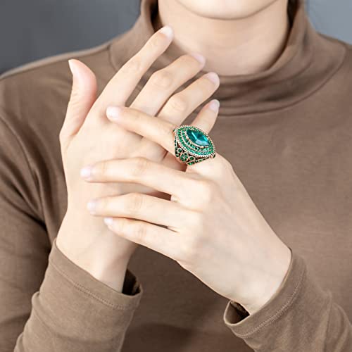 Women Ring - 32mm Turkish Style Gemstone Women Jewelry J0769 - color: Green