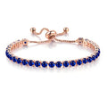 Tennis Chain Rhinestone Beads Slider Bracelet 14K Gold Silver Plated Adjustable Crystal Seed Bracelet for Women Wedding Party Geometric Jewelry Gift - color: E blue gold