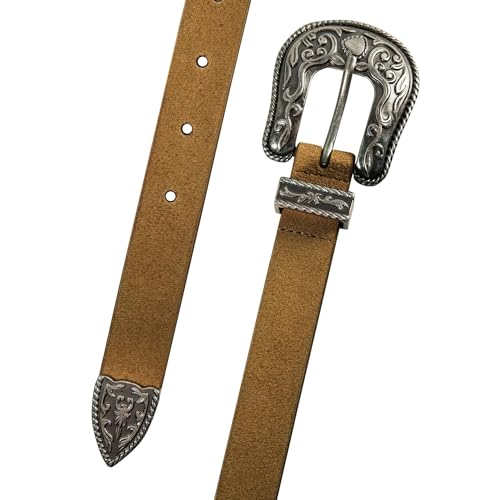 Lucky Brand Women's Western Leather Belt | Classic | Fashion | Vintage | Buffalo Leather | Western-Inspired - color: Suede Western - Mustard, size: X-Small