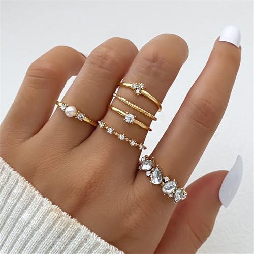 Knuckle Rings Set for Women,Simple Dainty Stackable Finger Ring Pack Minimalist Cute Butterfly Moon Heart Rings Boho Statement Jewelry Size Mixed - style: Style-E