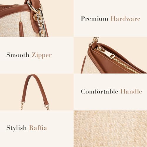 Missnine Purses for Women, Shoulder Bag Small Handbags Vegan Leather Underarm Bags Trendy Hobo Cute Clutch Purse - color: Brown+beige