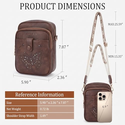 KITEVIUN Crossbody Bags for Women Leather Crossbody Purse Small Shoulder Phone Purse with Adjustable Strap & RFID Card Slots - color: 05-coffee