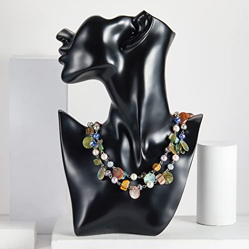 Noessla Layered Beaded Chunky Necklace for Women Boho Two-color Shell Statement Necklace Fashion Collar Costume Jewelry Gifts for Mum - color: 14-Colorful