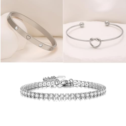 18 K Gold Plated Love Bangle Bracelet Stack Cuff Jewelry for Women Jewelry Set for Women Gift with Box - style: style17
