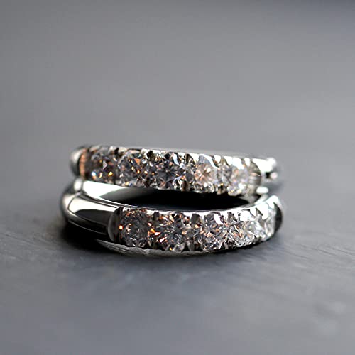 316L Surgical Stainless Steel Huggie Hoop Earrings with Cubic Zirconia, 10G 12G 14G 8-20mm Cartilage Lobe Earrings, 14G Piercing Jewelry - style: 10G 10mm Silver Clear CZ