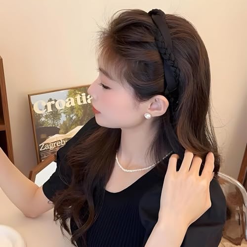 4 Pack Flexible Satin Headbands, Braided Twisted Hair Bands for Women, Smooth Gentle Texture Won't Pull Hair, Vintage Style Adjustable Headpiece - color: Type 1