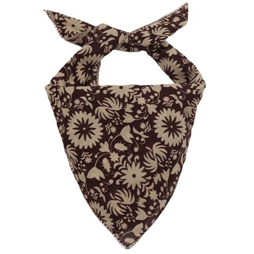 Floral Bandanas for Women Men, 27" x 27" Large Cotton Bandana Headband Head Wraps Hair Scarf for Beach Camping - color: Brown Floral-lily of the Valley