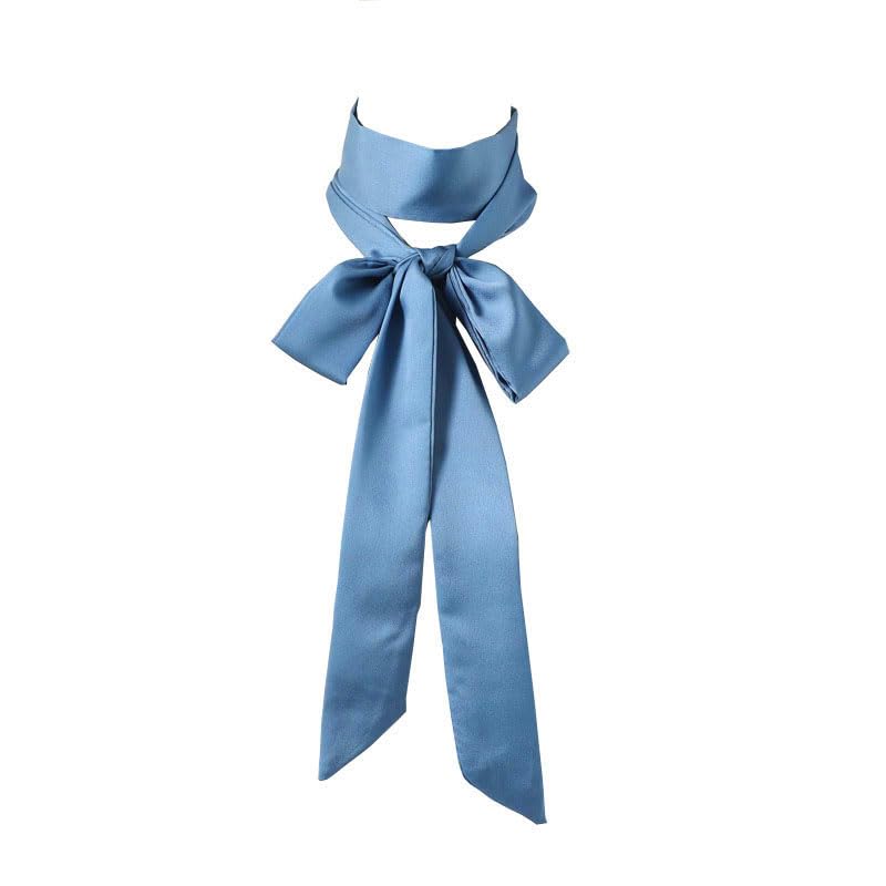 Long Thin Skinny Scarf Satin Neckerchief Ribbon Tie Waist Belt for Women - color: Blue