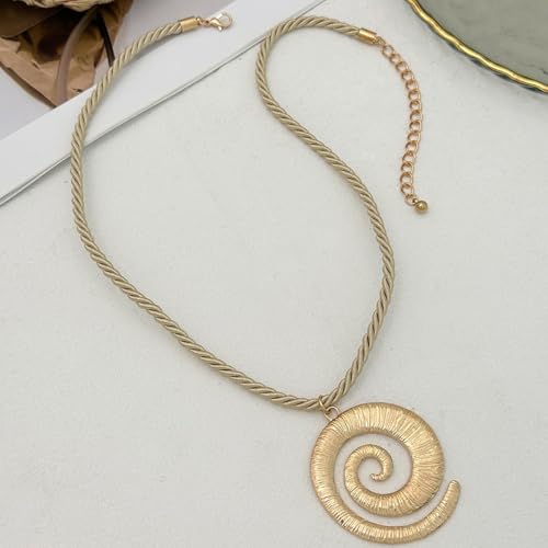 Spiral Necklace Swirl Necklace Statement Surfer Boho Beach Jewelry for Women Coastal Inspired Pendant - color: Gold