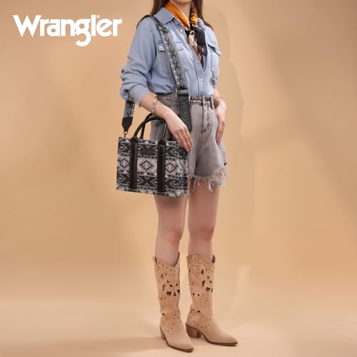 Wrangler Aztec Tote Bag for Women Boho Shoulder Purses and Handbags - color: Aztec Jet Black (Guitar Strap)