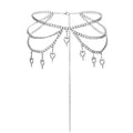 Silver Chain Belt Multi-layer Heart Waist Chain for Women Punk Silver Waist Belt Y2k Gothic Body Chains for Dresses Jeans Festivals