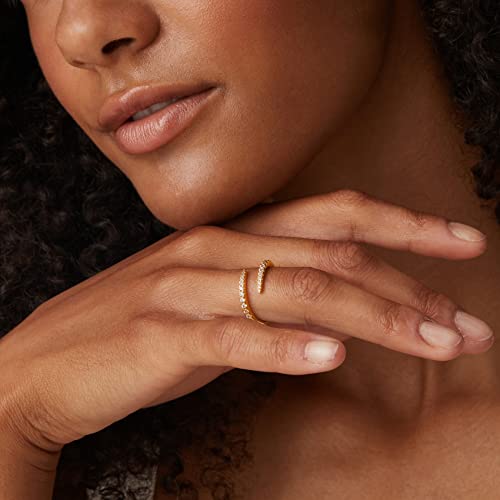 PAVOI 14K Gold Plated Cubic Zirconia Open Twist Eternity Band for Women - color: Yellow Gold, size: 8