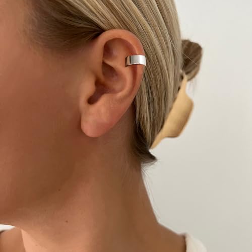 CHIC & ARTSY 925 Sterling Silver Ear Cuffs for Women, Non Piercing Clip On Cartilage Cuffs, Adjustable Fake Conch & Helix Earrings, Gold Plated & Oxidized Various Styles - color: ear cuff #11