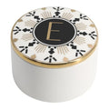 COLLECTIVE HOME - Monogram Jewelry Box, Bohemian Ceramic Trinket Box, Storage for Necklace Ring Bracelet Keys, Birthday Mother's Day Christmas Gift for Women, 3.25" x 2.5" (E) - color: E
