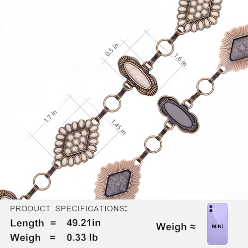 Montana West Rustic Couture's Large Western Concho Metal Belts for Women Cowgirl - color: Alabaster Glow White