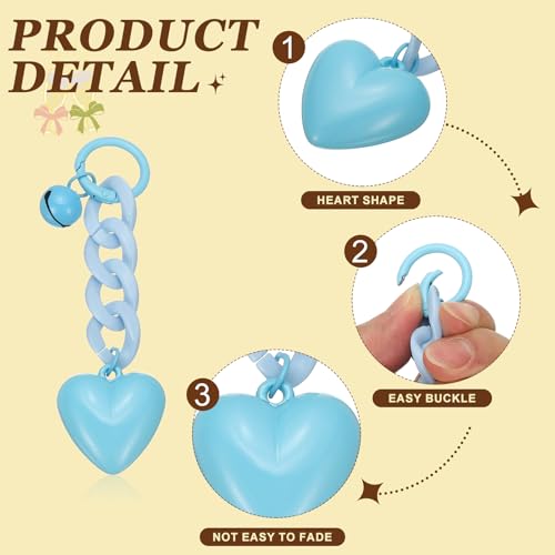 PATIKIL Cute Heart Keychain for Women, Heart Purse Charm Bag Charm Accessories for Handbag Car Purse Backpack - color: Lake Blue