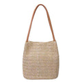 Aphoraeny Straw Beach Bag Buckets Totes Handbag Shoulder Tote Bag Straw Purse Summer Purse Women Summer Handbag - color: A-dark Beige