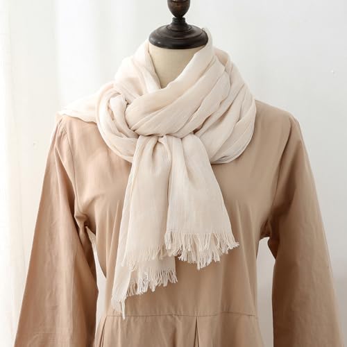 Harewom Lightweight Gauze Linen Feeling Shawl Wraps for Women Beach Summer Scarf for Evening Wedding Dresses - color: Shawl Wraps - Creamy-white