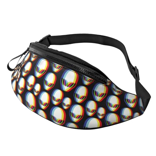 alien abstract fashion Fashion casual fanny pack waist bag men women adjustable belt waist bag for travel hiking cycling running festival carnival - color: Black35