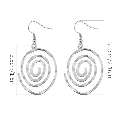 Boho Teardrop Earrings, Handmade Copper Bohemian Earrings, Dangle Antique Ethnic Jewelry for Women - color: Silver vortex
