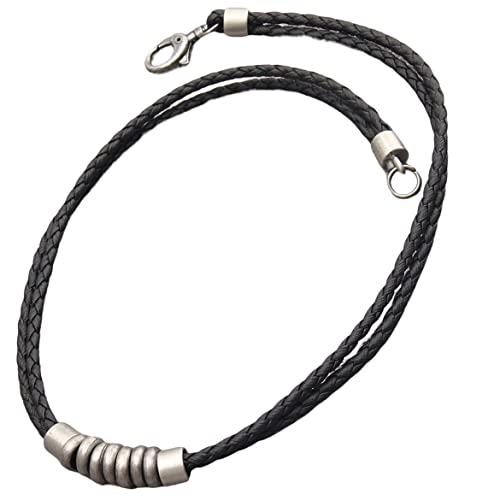 PU Leather Necklace Vintage Boho Style Multilayer Pendant Long Sweater Necklace Jewelry for Women Men with Adjustable Leather Cord - color: Braided Leather Choker Necklace