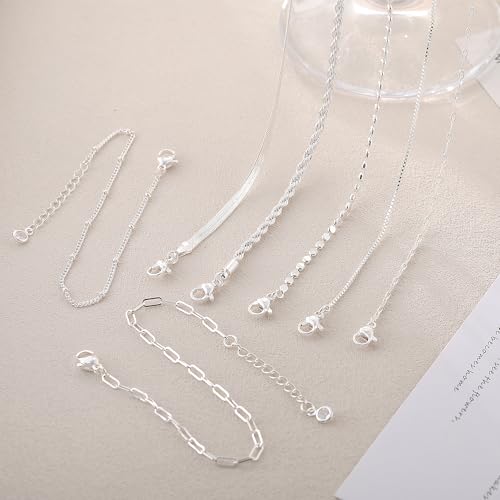 Kyerlyn Silver Bracelets for Women Trendy Waterproof Silver Dainty Bracelet Stack Adjustable Layered Bracelet Set Minimalist Fashion Jewelry