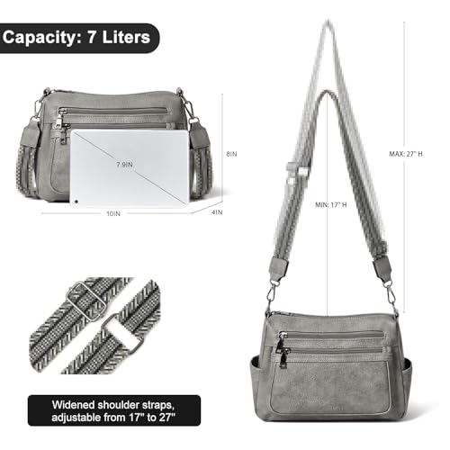 Bluome Crossbody Purses for Women, Medium Large Faux Leather Crossbody Bags Lightweight Sling Bag Shoulder Handbags - color: Dark Gray, size: Medium 7L
