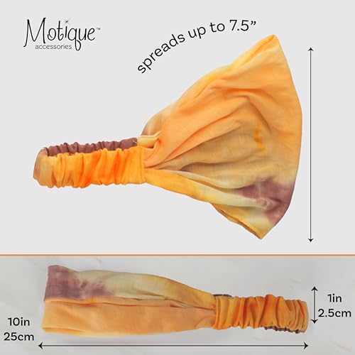 Motique Accessories Stretchy Headwrap Tye Dye Boho Wide Hair Band Yoga (Sunshine) - color: Sunshine