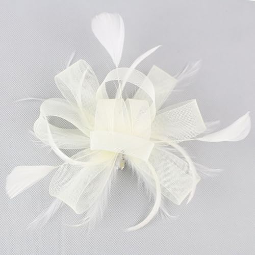 dressfan Womens Fascinator Hat Headpiece 20s Vintage Wedding Hair Accessories for Derby/Wedding/Cocktail/Tea Party - color: Beige