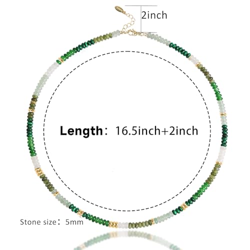 Beaded Gemstone Necklaces for Women Colorful Boho Choker Necklace Beauty And Spirit For Women (blue-silver) - color: green