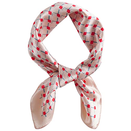 QBSM Womens 23.6 inch Satin Silk Feeling Formal Square Neck Scarf Head Hair Wraps Kerchief - color: Argyle-pink
