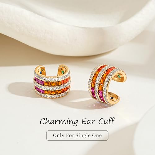 MEVECCO Ear Cuff Non Piercing for Women 18K Gold Plated Dainty Ear Cuff Earring Stacks Cartilage Clip On Wrap Huggie Minimalist Fake Piercings Open Hoops Jewelry Gifts - style: multicolor