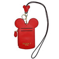 BUUFAN Chic Red Cute Travel PU Leather Student ID Card Holder Lanyard Neck Pouch Bag With Coin Wallet Purse for Students Women Kids Teens Girls - color: RED